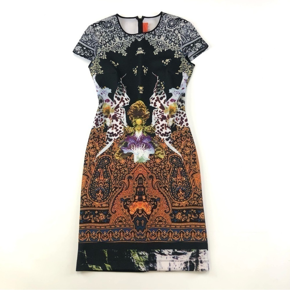Clover Canyon scuba print dress short sleeve stretch print Size Small